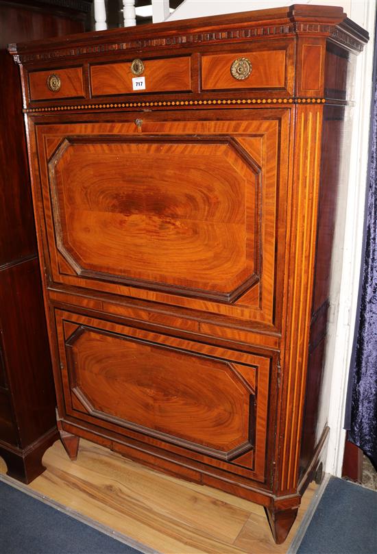 A 19th century Dutch inlaid mahogany escritoire, W.108cms